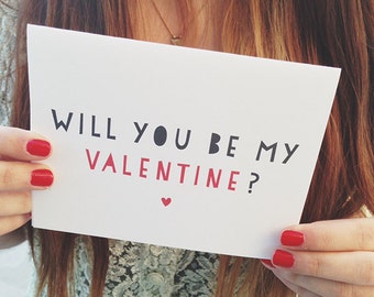 Valentines Day Card " Will you be my Valentine " Greeting card. I love you card. Valentines card