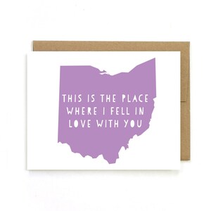 Cartão comemorativo de Ohio "Este é o lugar onde me apaixonei por você" feito à mão por StrangerDays