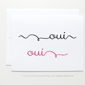 French Card " oui oui "  France. French Culture. Greeting Card handmade by StrangerDays