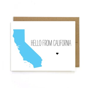 State Card Carte de voeux « Hello from California ». Je pense à vous. Juste parce que. Bonjour. Salut. Salut.