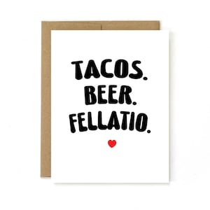 Taco Card, Funny Anniversary Gift for Boyfriend Husband, Funny Birthday Card for Husband, Dirty Boyfriend or Husband Valentine