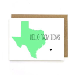 Tarjeta estatal "Hola desde Texas" Tarjeta de felicitación. Pensando en ti. Simplemente porque. Hola. Ey. Hola.