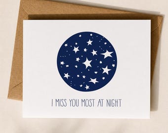 Carte Tu me manques le plus la nuit, Carte Tu me manques, Carte relation longue distance, Carte Je pense à toi, Carte Petit ami et petite amie