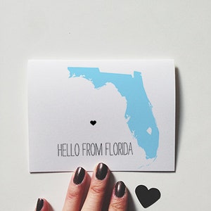 Zustands-Karte "" Hello from Florida " Grußkarte. Denk an Dich. Einfach so. Hallo. He. Hallo.