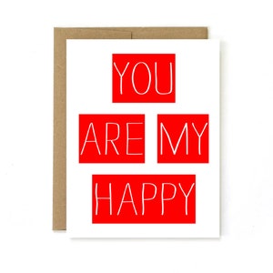 Thinking of you Card. "You are my Happy" Blank Card. Greeting Card. Father's Day Card. I love you Card. Statement Cards.