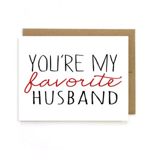 Carte d'anniversaire "Tu es mon mari préféré" Carte de vœux. Carte de petit ami. Carte de mari. Carte Saint Valentin, Carte Amour