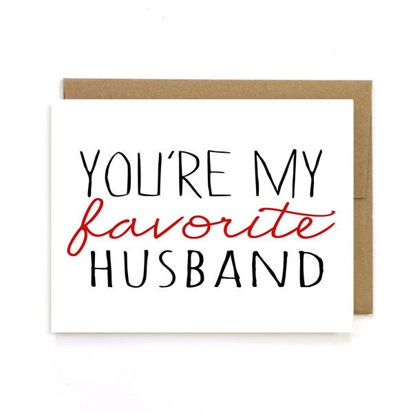 Anniversary Card " You're My Favorite Husband " Greeting card. Boyfriend Card. Husband Card. Valentine's Day card, Love card