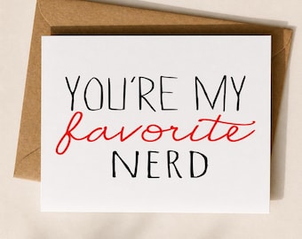 Du bist mein Lieblings-Nerd Karte, Geeky Liebeskarte, Nerdy Freund Karte, Lustige romantische Karte, Gamer Paar Karte