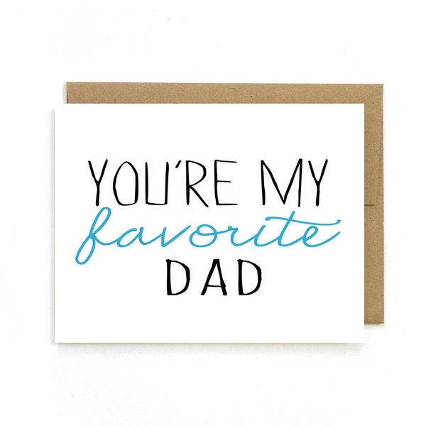 Carte papa « Tu es mon papa préféré » Carte pour papa. Famille. Fête des pères. Carte de voeux