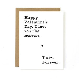 Feliz Día de San Valentín / Te amo más / Yo gano / Te amo más / Lindo San Valentín para novio / Tarjeta de San Valentín divertida / Tarjetas de amor