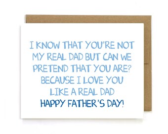 Vatertagskarte für Stiefvater " Wie ein echter Dad " Karte für Stiefvater, Karte für Stiefvater, ich liebe dich Papa