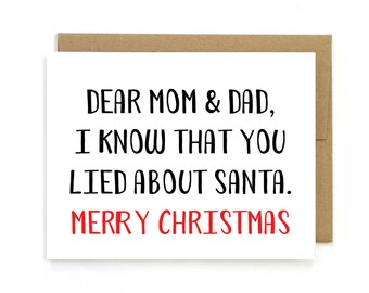 Funny Christmas Card - Mom & Dad Christmas Card - Merry Christmas mom - Dad Christmas - funny family holiday card