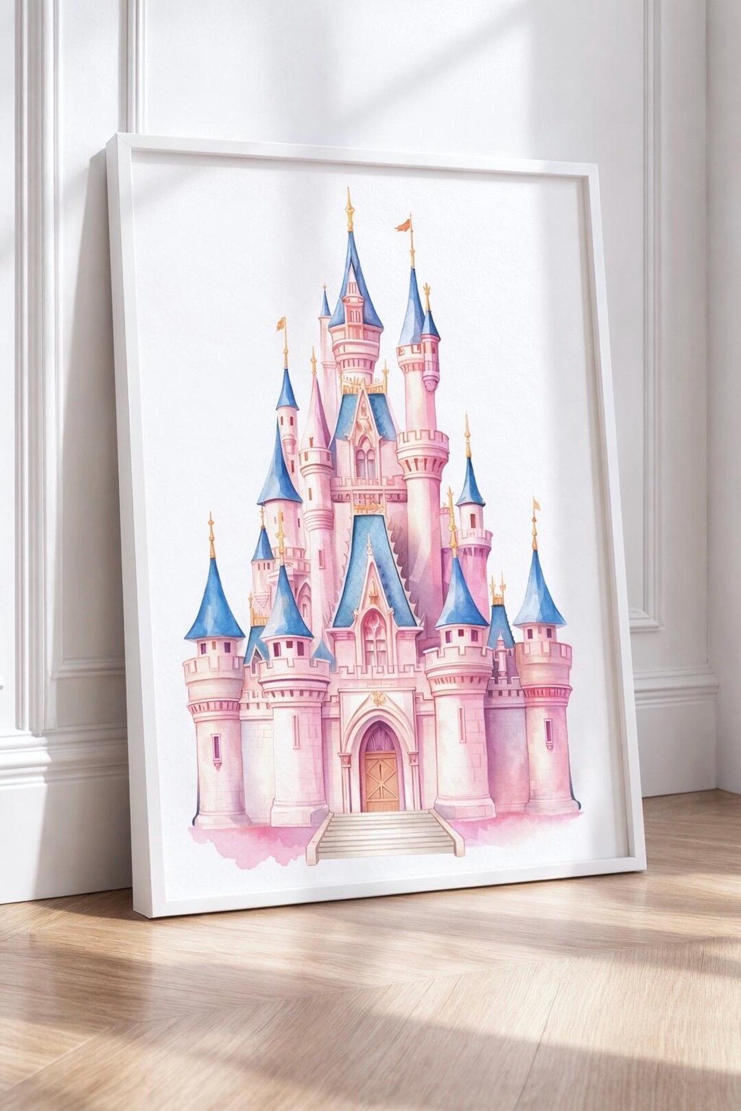 Princess Castle Wall Art Printable, Fairytale Nursery Decor, Pink ...