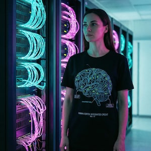 Neural Processor Brain Shirt - Human Cortex Integrated Circuit AI Blueprint - Tech Enthusiast Gift