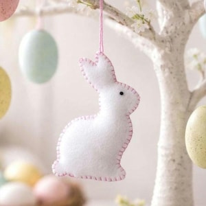 Felt Easter Bunny Sewing Pattern Digital Download PDF PNG, Spring Felt Decor Easter Basket Stuffer Easy Beginner Quick