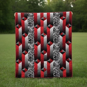 Modello trapunta moderna Crimson Axis – Trapunta geometrica audace in PDF