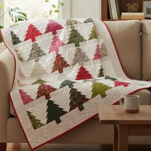 Patrón de colcha con bosque de árboles de Navidad: colcha acogedora para las fiestas de invierno (PDF)