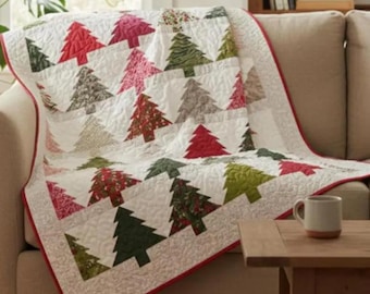 Weihnachtsbaum-Wald Quilt-Muster – Gemütlicher Winterurlaub Quilt PDF