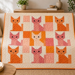 Cozy Kitties Quilt Pattern – Cat Quilt Design PDF