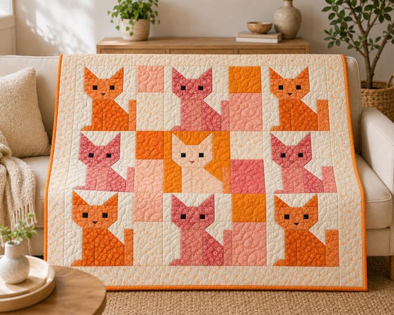Cozy Kitties Quilt Pattern – Cat Quilt Design PDF
