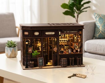 Kit fai da te per fermalibri in miniatura a forma di casa, modello 3D in legno per casa delle bambole, inserto per libreria, decorazione per la casa fatta a mano, regalo di compleanno.
