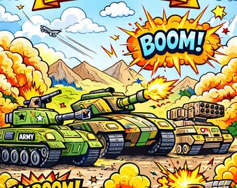 Tanks Coloring Book for Kids-Digital file (PDF/JPG)