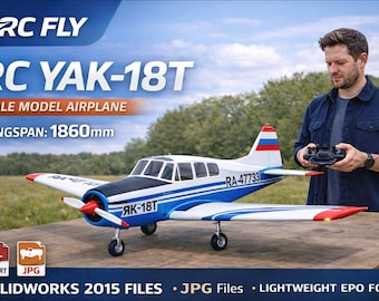 airplane plans rc ,,yak-18t,,model-1860mm wingspan,cnc cutting files, solidworks 2015, jpg files,scale model for rc plane enthusiasts-plans.