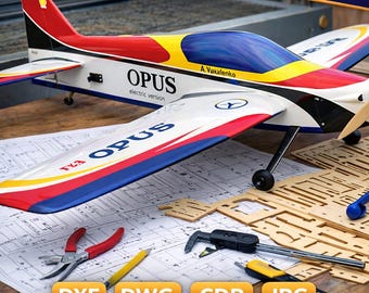 Opus rc airplane plans for laser cutting dxf dwg cdr jpg cnc diy aerobatic rc model aircraft digital files instant download hd ready now go.