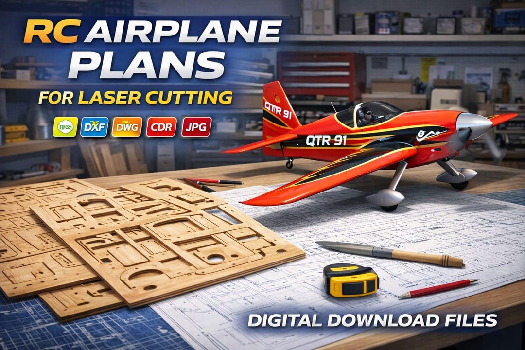 Plane Dxf File QTR-91 Rc Airplane Model Plans for Laser Cutting Dxf Dwg Cdr Jpg Files ...
