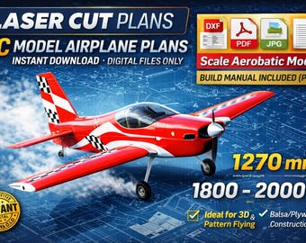 plans drawings rc airplane cap 232 40 f3a,laser cut files dxf,pdf,jpg,wingspan 1270 mm,build manual included,scale aerobatic model plans dxf