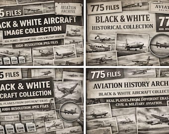 Collection of black and white drawings, aircraft plans: 775 images in JPEG format (civil and military aircraft)