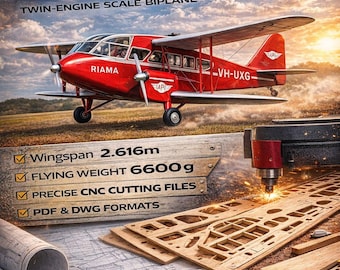 plans, drawings of rc model de havilland dh-84 biplane, detailed pdf instructions, cnc/laser cutting, diy aircraft, realistic replica model.
