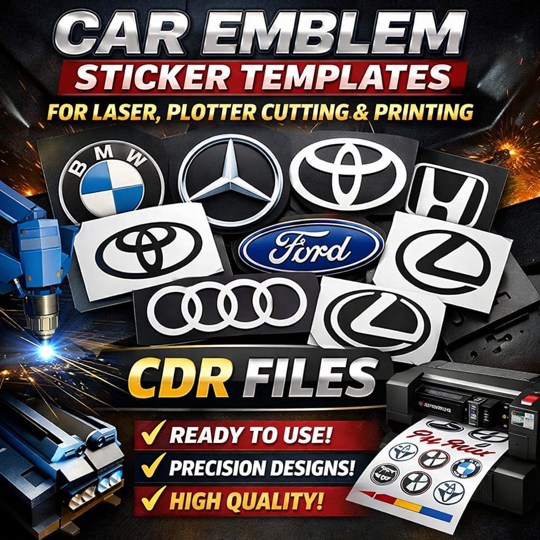 Car Emblem Sticker Templates CDR | Auto Logo Designs for Laser ...