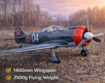 rc plane la 5fn warbirds,1400mm wingspan,2500g flying weight, dxf files for rc plane builders, wwii fighter-rc-RC Plane La-5FN.