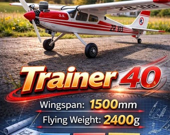 rc plane trainer 40 plans – 1500mm wingspan, 2400g flying weight, cdr, jpeg,dxf formats for model builders – digital plans"Plane Trainer-40