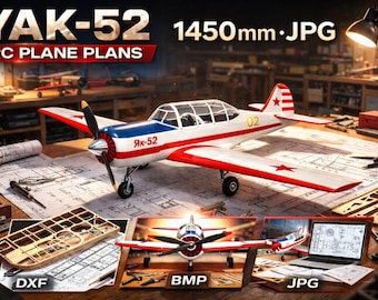 rc-plans,yak-52,dxf,bmp,jpg laser cut model aircraft drawings 1450mm wingspan scale yak- 52 rc airplane plans diy build cnc files,Yak-52 rc,