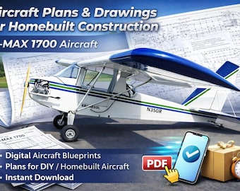 Plans Digital Aircraft for Hi-MAX 1700—Detailed PDF-JPEG Blueprints,High-Wing Wood & Fabric Design,Instant Download,Aircraft Plans