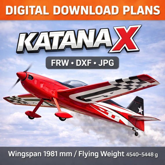 Rc Plane,plans ,,katana X 3d-f3a,, Model Airplane Blueprints Laser