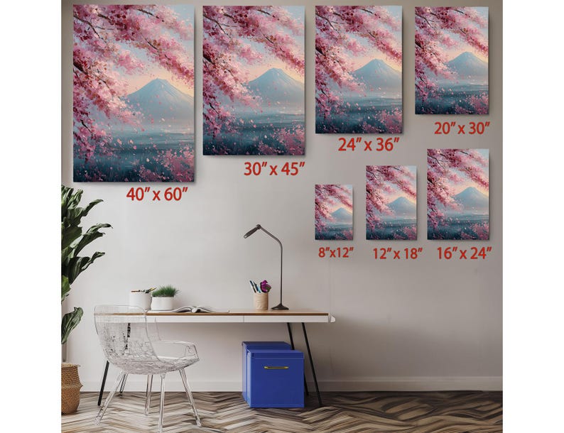 Mount Fuji Cherry Blossom Canvas Print, Japanese Landscape Wall Art ...