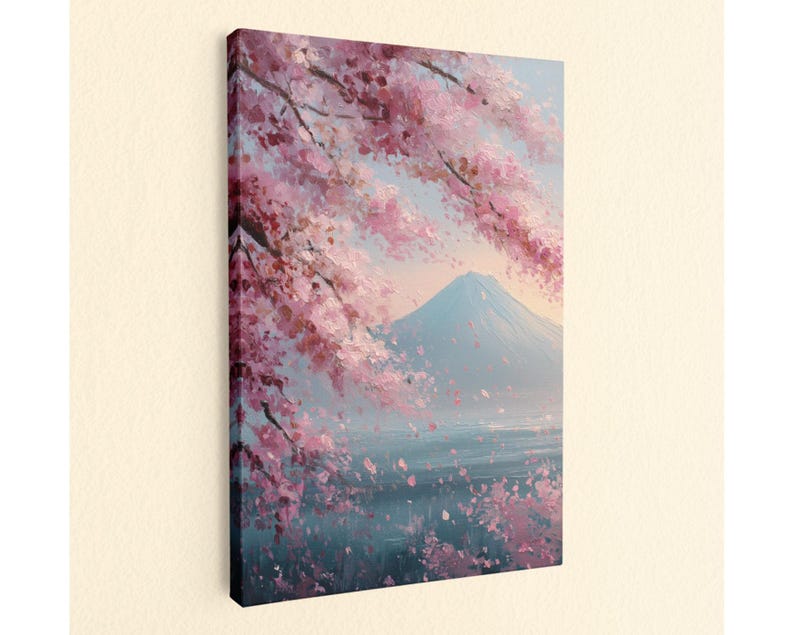 Mount Fuji Cherry Blossom Canvas Print, Japanese Landscape Wall Art ...