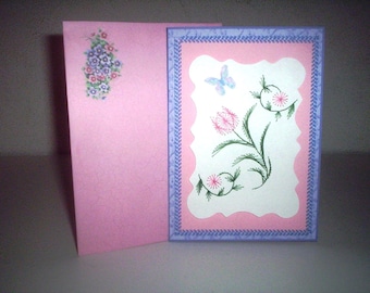 Stitched flowered sympathy card