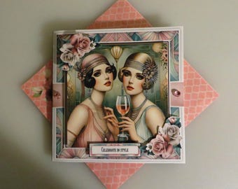 Art deco friends birthday card.