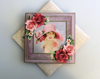 Pretty in pink deco note card.