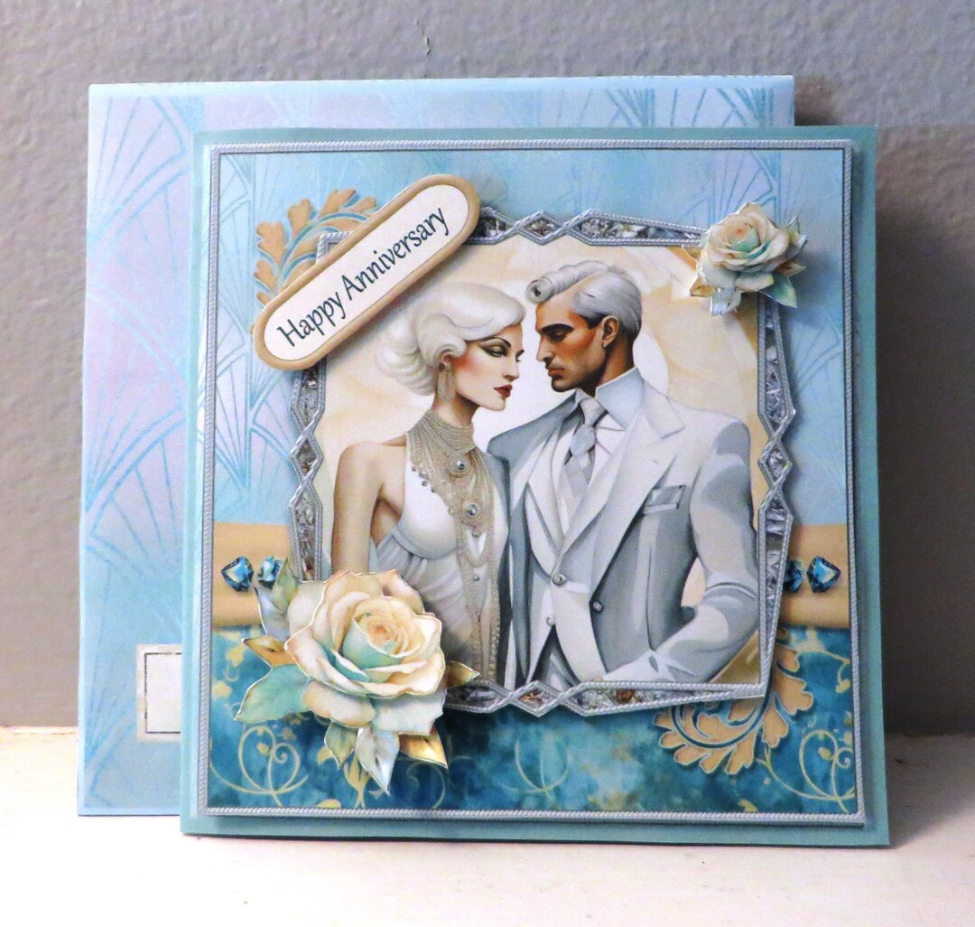 Art Deco Couple Anniversary Card. - Etsy