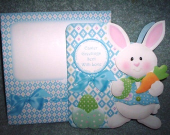 Handmade boy bunny Easter card and envelope