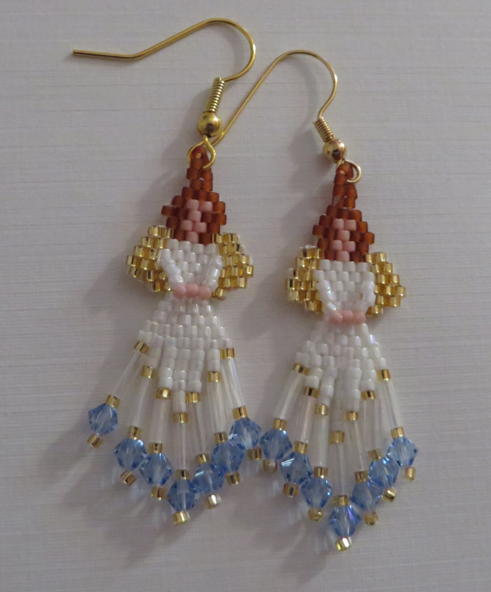 Peyote Beaded Angel Earrings With Blue Crystals. Etsy