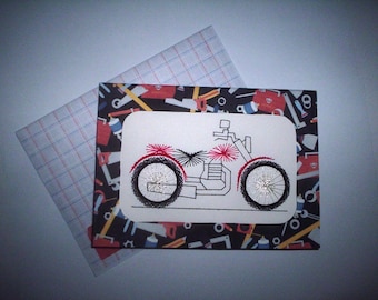 Stitched motorcycle birthday card