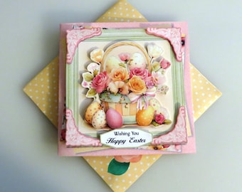 Hello spring Easter basket card.