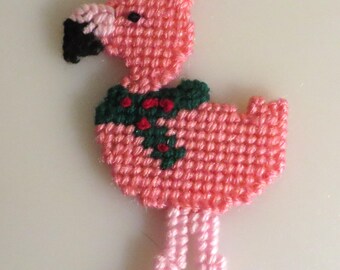 Handmade Christmas flamingo ornament