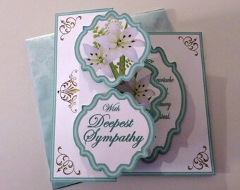 Deepest sympathy fold back card with matching insert and envelop.
